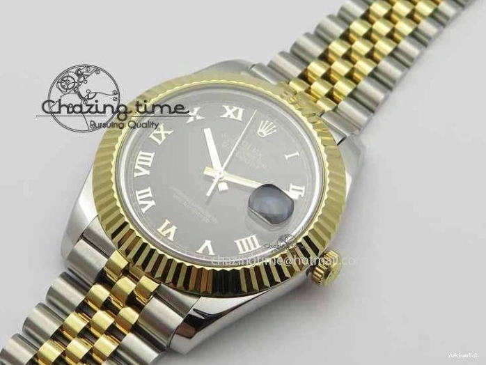 Roman YG Maker Black On Bracelet Edition A2813 BP Best 41mm DateJust SS Jubilee Dial II 0521